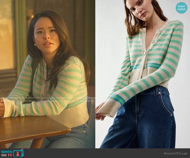 Free People Sailor Cashmere Cardi worn by Mariana Foster (Cierra Ramirez) on Good Trouble