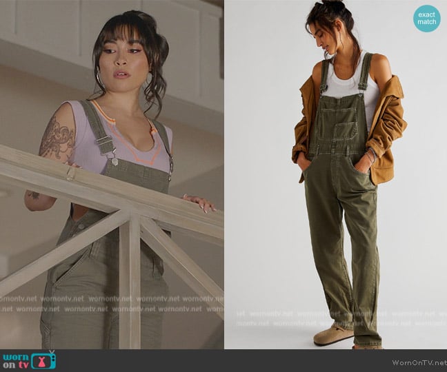 Free People Ziggy Denim Overalls worn by Jamie (Miya Horcher) on All American