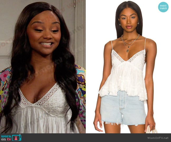 Free People Carrie Top worn by Chanel Dupree (Raven Bowens) on Days of our Lives