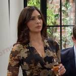 Gabi’s black floral v-neck dress on Days of our Lives