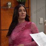 Gabi’s pink printed mesh dress on Days of our Lives