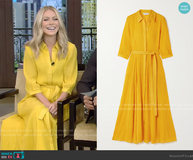 Gabriela Hearst Andy Shirt Dress worn by Kelly Ripa on Live with Kelly and Mark