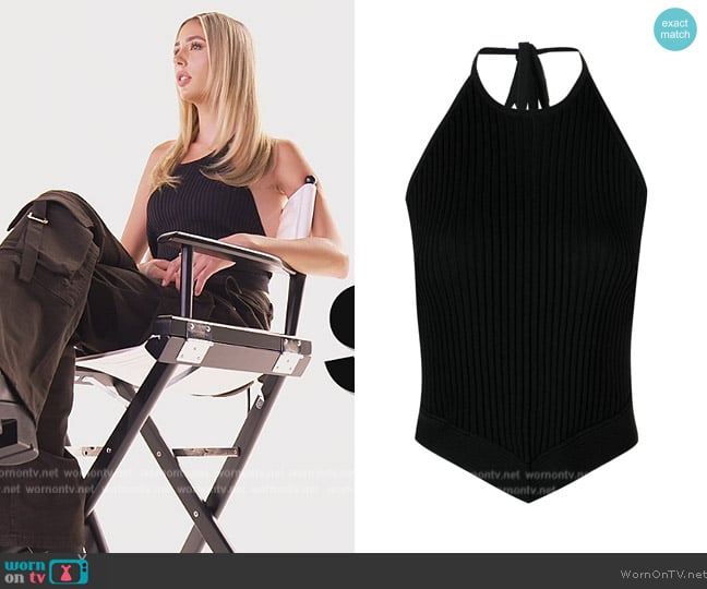 Ganni Melange-effect halter top worn by  on The Family Stallone