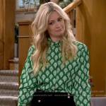 Gemma’s green printed button down shirt on The Neighborhood