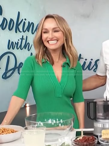 Giada De Laurentiis’s green v-neck dress on Access Hollywood