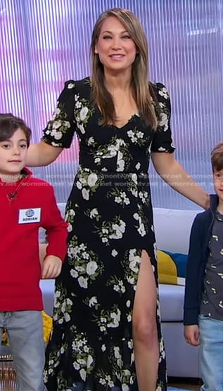 Ginger's black floral slit on Good Morning America