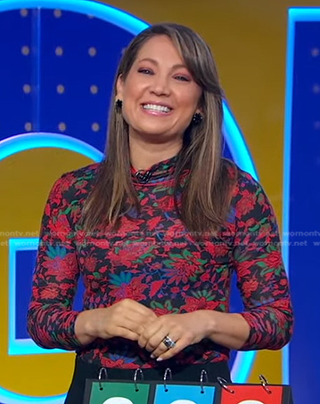 Ginger’s red and black floral top on Good Morning America