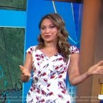 Ginger’s white bird print dress on Good Morning America