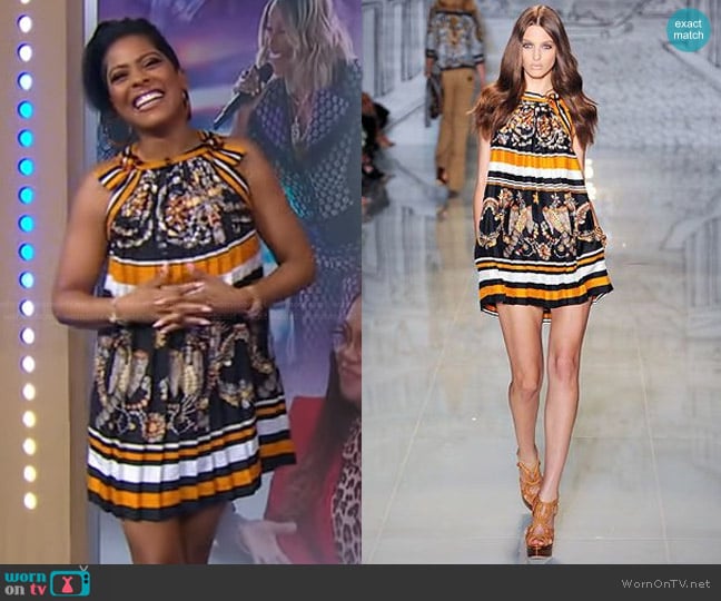 WornOnTV: Tamron Hall’s printed pleated mini dress on Good Morning