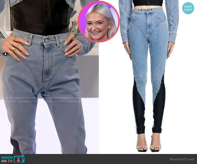 Mugler x H&M Spiral-panel Jeans worn by Zanna Roberts Rassi on Access Hollywood