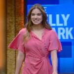 Hailee Steinfeld’s pink button down wrap dress on Live with Kelly and Mark