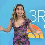 Haley Lu Richardson’s pink floral asymmetric dress on Today