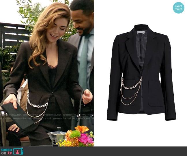 Halston Avery Chain Blazer worn by Victoria Newman (Amelia Heinle) on The Young and the Restless