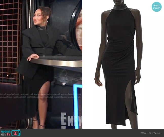 Helmut Lang Mock Neck Asymmetrical Dress worn by Adrienne Houghton on E! News