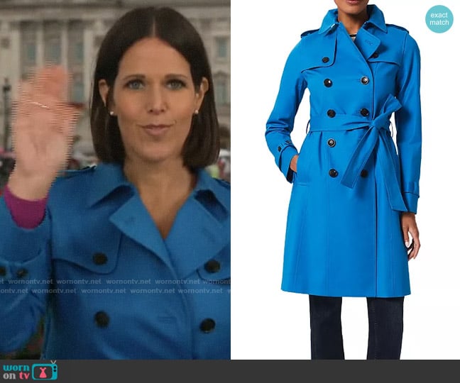 Hobbs Saskia Trench Coat in Imperial Blue worn by Dana Jacobson on CBS Mornings