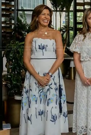 Hoda’s floral strapless dress on Today