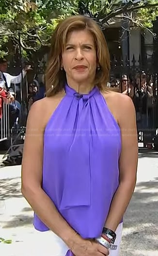 Hoda’s purple tie neck halter top on Today