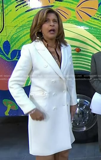 Hoda’s white double breasted coat on Today