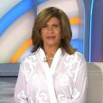 Hoda’s white embroidered sheer shirt on Today