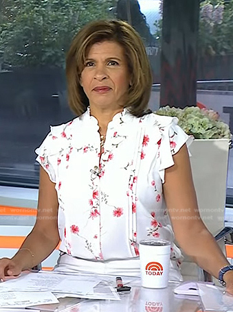 Hoda’s white floral pintuck top on Today