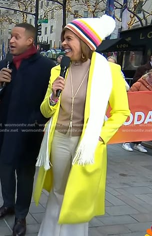 Hoda's yellow belted coat on Today