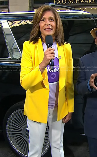 Hoda’s yellow blazer and white pants on Today