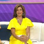 Hoda’s yellow button front dress and hoop earrings on Today