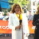 Hoda’s yellow suit and white coat on Today