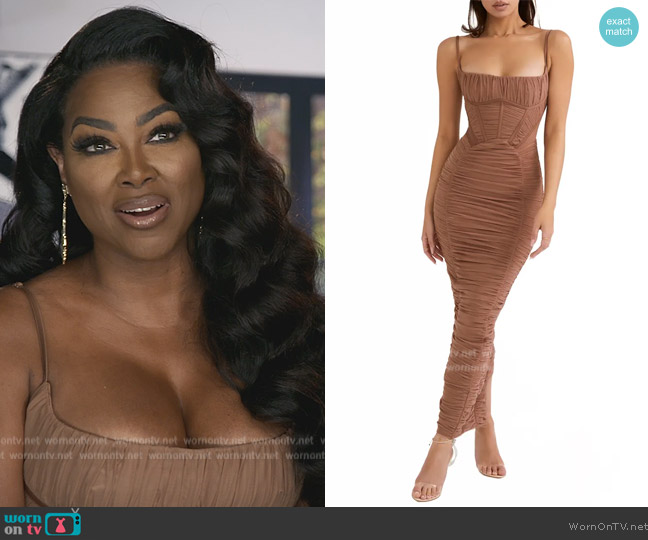 House of CB Corset Ruched Dress worn by Kenya Moore on The Real Housewives of Atlanta