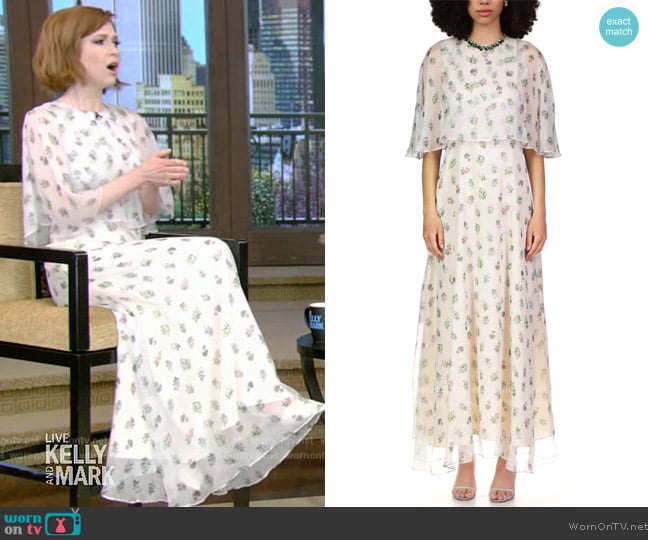 HVN Cecilia Caped Dress in Bouquet worn by Ellie Kemper on Live with Kelly and Mark