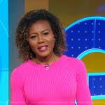 Janai’s pink ribbed colorblock dress on Good Morning America