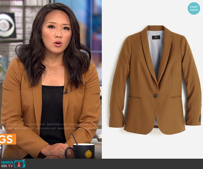 J. Crew Parke Blazer in Hthr Caramel worn by Nancy Chen on CBS Mornings