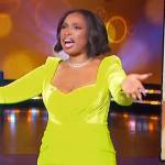 Jennifer’s yellow velvet twisted dress on The Jennifer Hudson Show