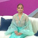 Jennifer Lopez’s green sheer blouse and leather skirt on Today