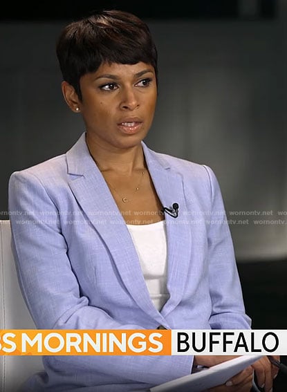 Jericka Duncan’s lilac blazer on CBS Mornings