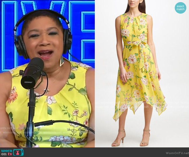 Jessica Howard Floral-Print Handkerchief-Hem Dress worn by Deja Vu on Live with Kelly and Mark