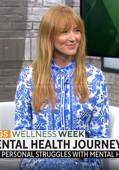 Jewel’s blue floral maxi shirtdress on CBS Mornings