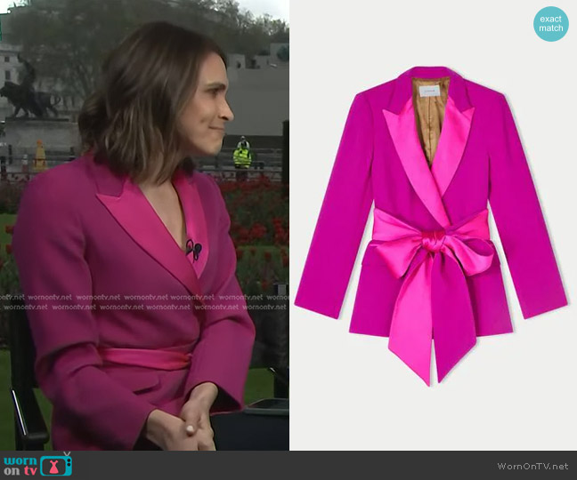 Jigsaw Satin Trim Lounge Blazer worn by Molly Hunter on Today