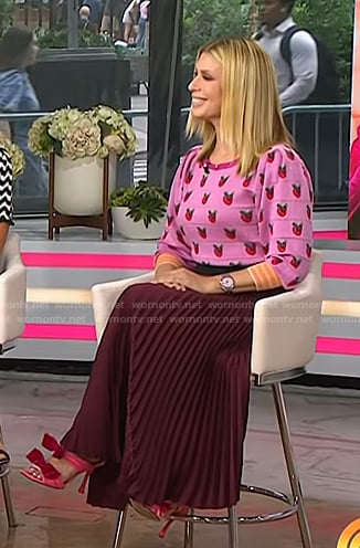 Jill's fuchsia satin blazer and sandals on Today