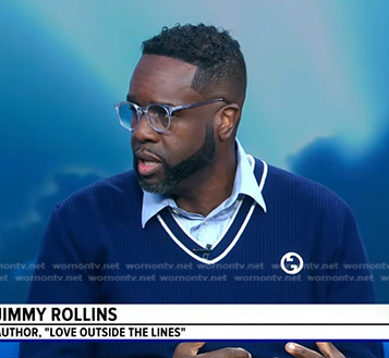 Jimmy Rollins’s blue v-neck sweater on Good Morning America