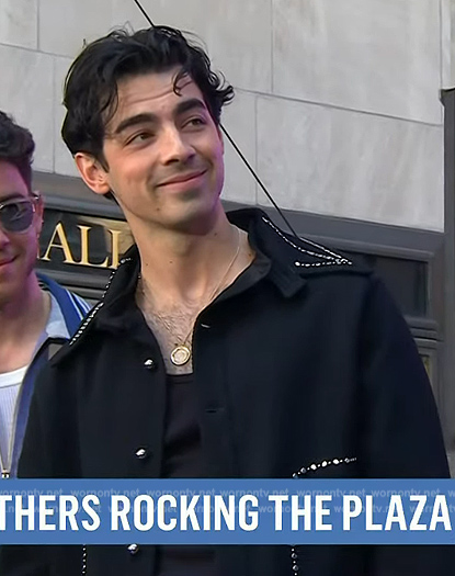 Joe Jonas's black embellished jacket on Today