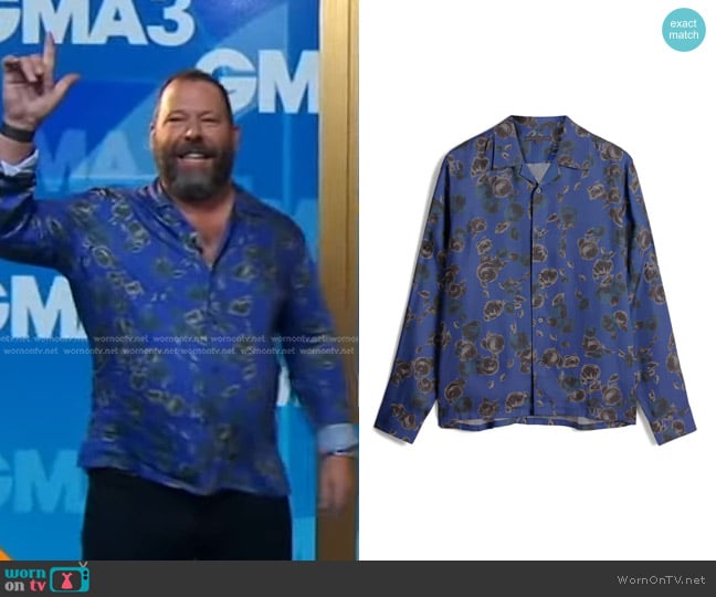 John Varvatos Charlie Floral Button-Up Camp Shirt worn by Bert Kreischer on Good Morning America