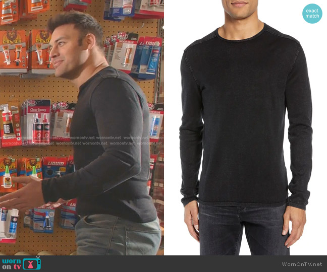 John Varvatos Star U.S.A. Walter Long Sleeve Acid Wash Crewneck T-Shirt worn by Eddie Diaz (Ryan Guzman) on 9-1-1