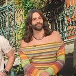 Jonathan Van Ness’s striped knit dress on Access Hollywood