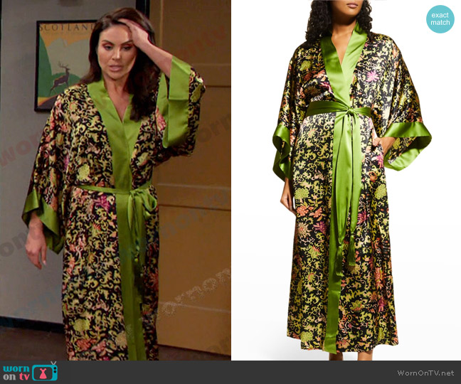 Josie Natori Yasugi Self-Belt Floral Silk Robe worn by Chloe Lane (Nadia Bjorlin) on Days of our Lives