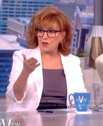 Joy's white rhinestone embellished blazer on The View