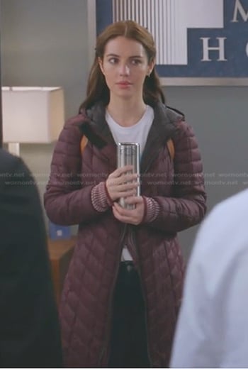 Jules's purple puffer coat on Greys Anatomy