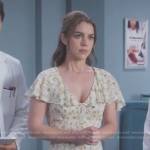 Jules’s white floral ruffle dress on Greys Anatomy