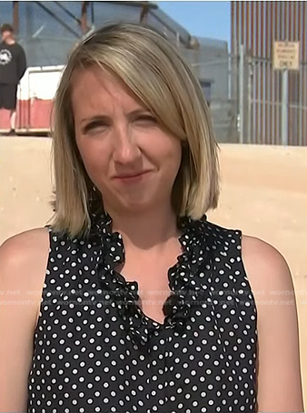 Julia E. Ainsley's navy polka dot top on NBC News Daily