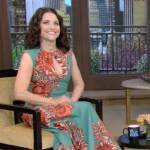 Julia Louis-Dreyfus’s teal floral keyhole dress on Live with Kelly and Mark